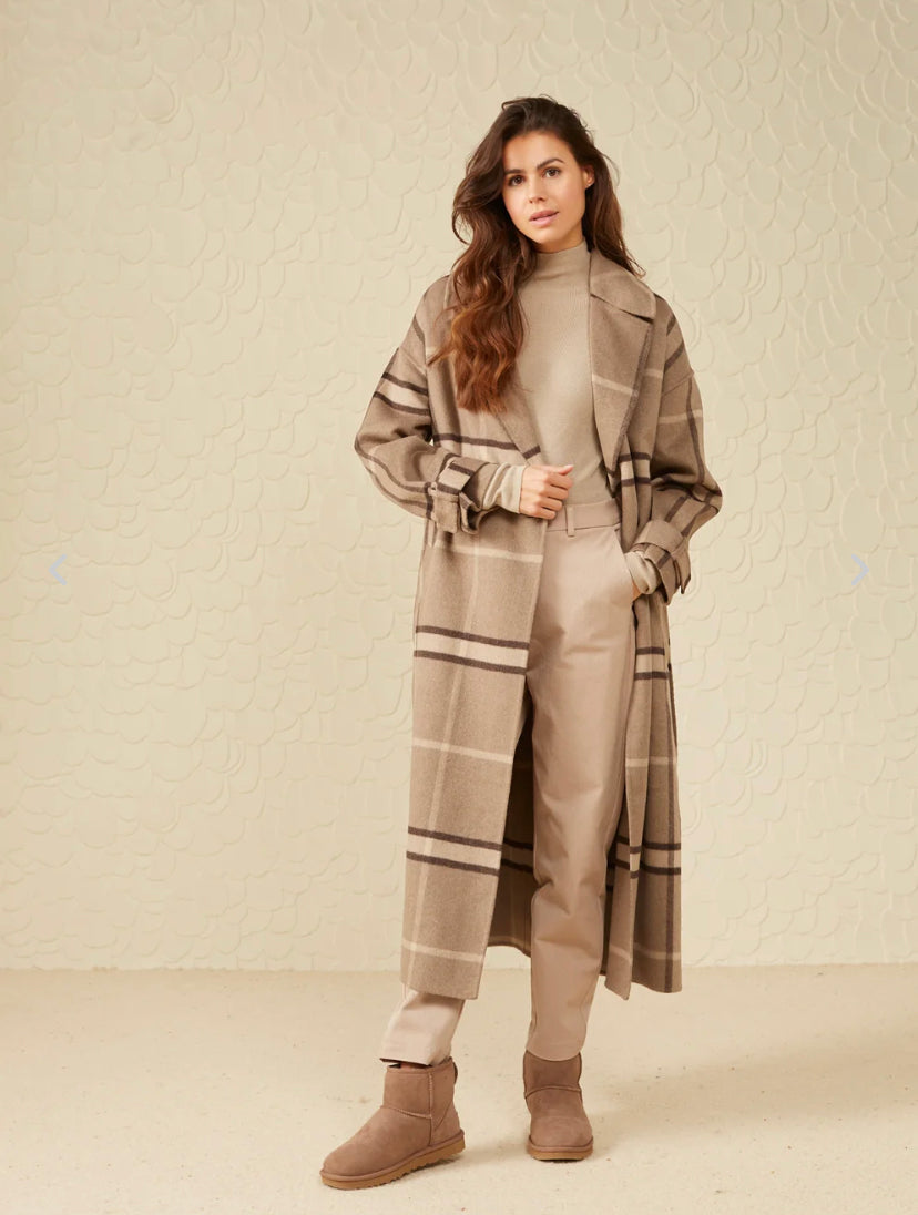 Wool Mix Check Coat