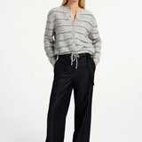 Striped knitted cardigan w/tie detail