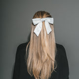 Satin Hair Bow - Oyster