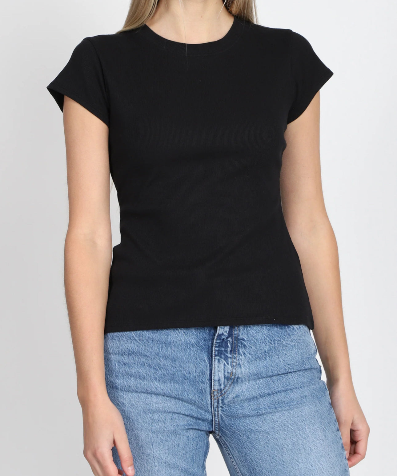 Ribbed tee - black