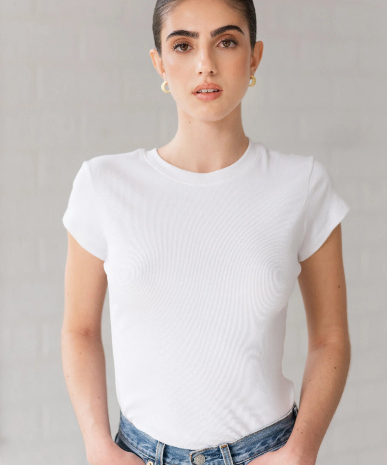 Ribbed tee - white