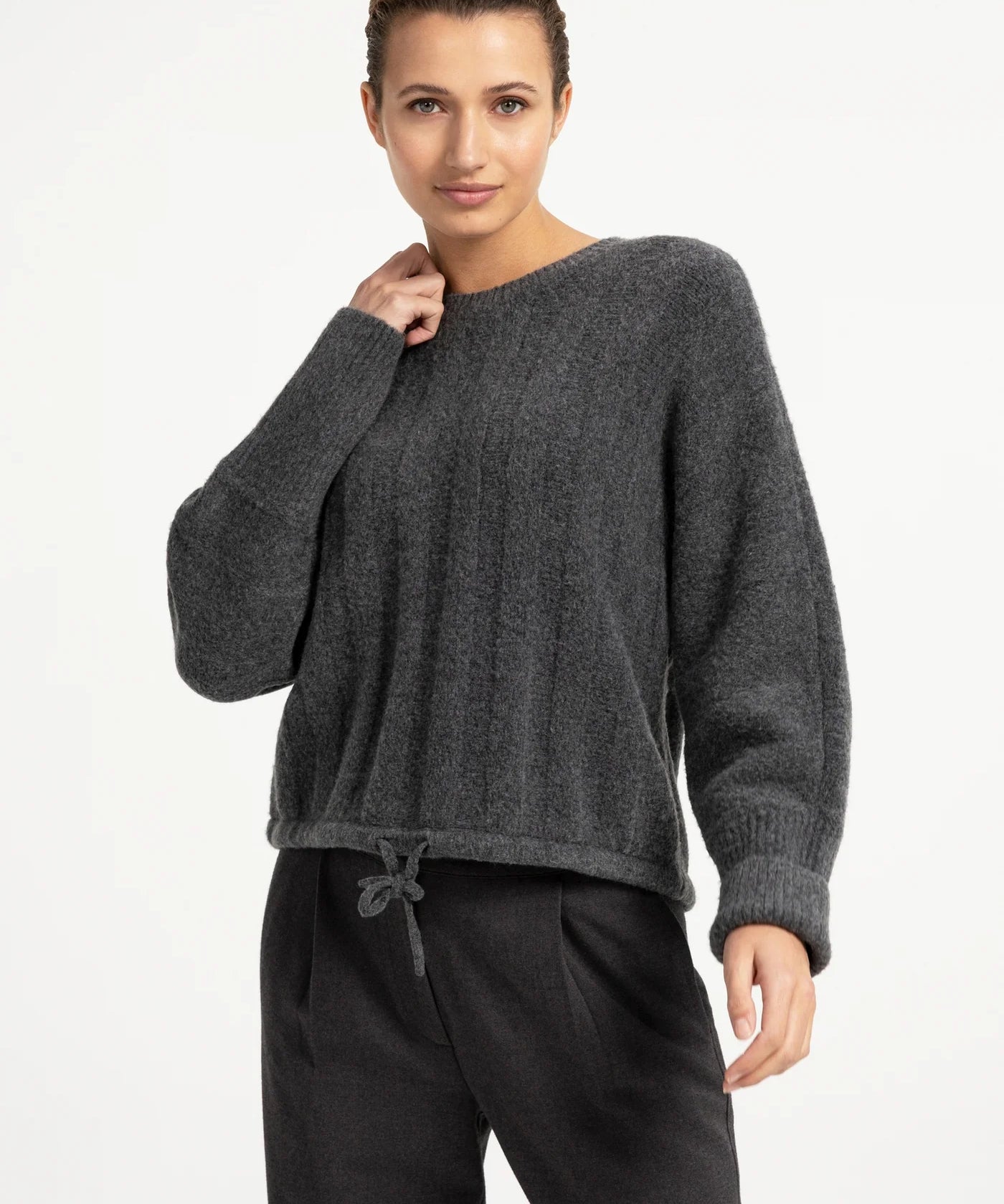 Soft knitted spencer w/contrast trims