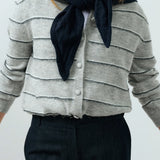 Striped knitted cardigan w/tie detail