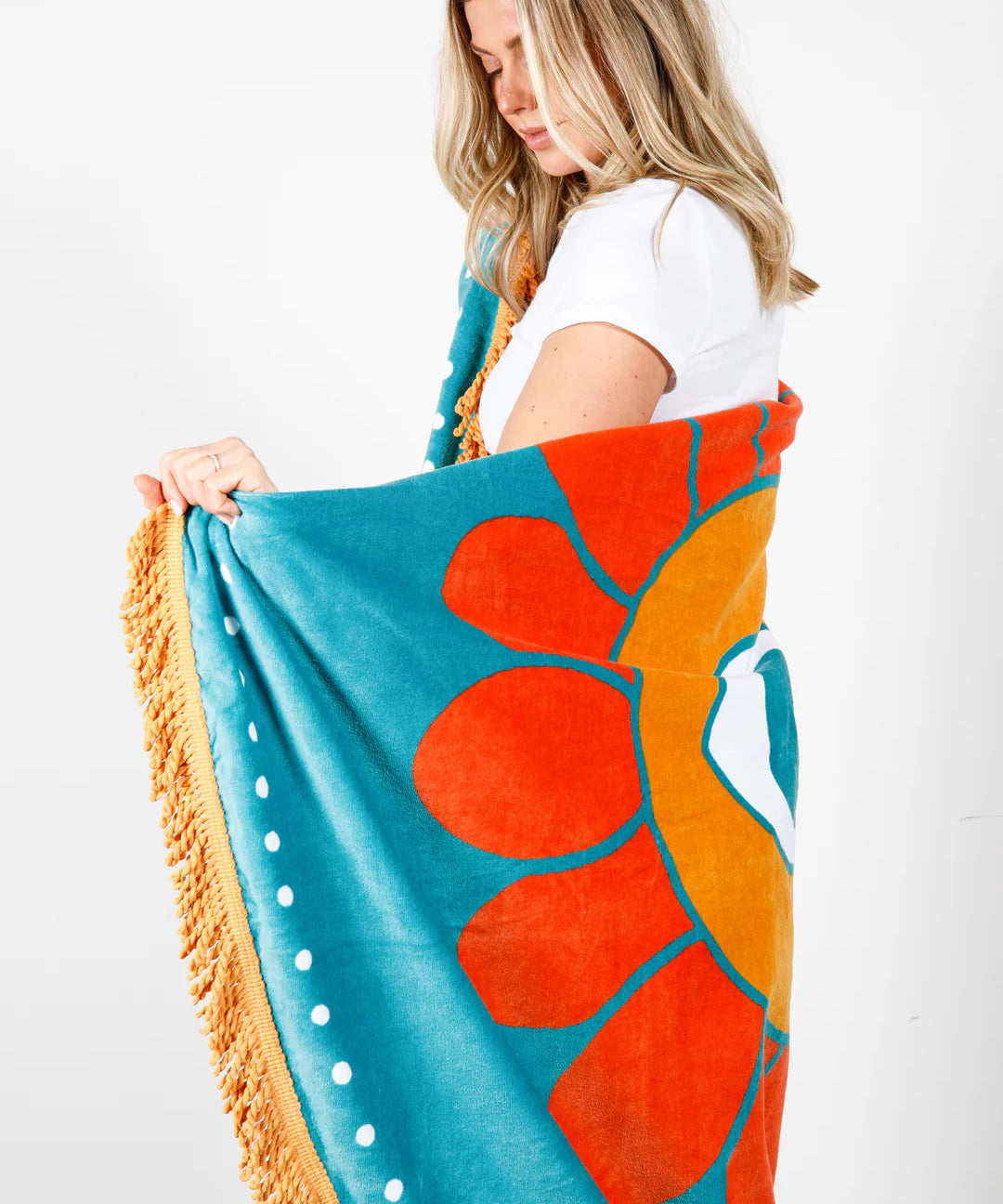 Flower Power Velour Round Towel