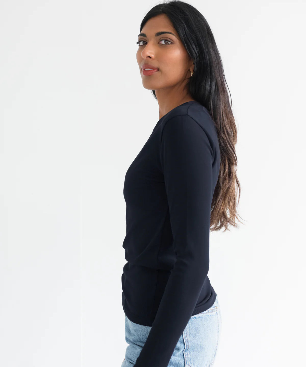 Ribbed Long Sleeve - Navy