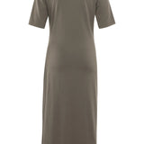 Midi Dress w/ Cap Sleeve pleated ring detail - Clay Pebble