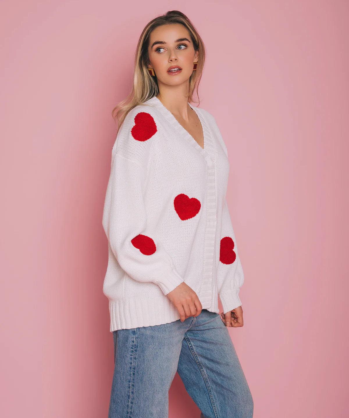 All over heart knit Cardi