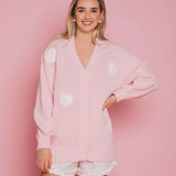 All over heart knit Cardi