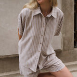Striped Blouse Short Sleeves