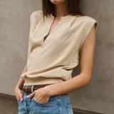 Sleeveless V-Neck Sweatershirt