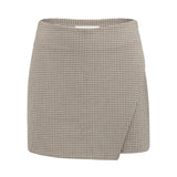 Checked Skort w/faux wrap