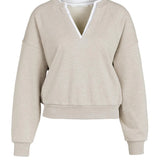Sweatshirt w/v neck collar