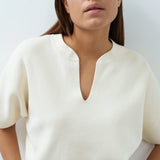 Knit top w/bomber collar