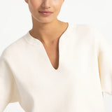 Knit top w/bomber collar