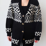 Fair Isle Cardi - Black/Cream