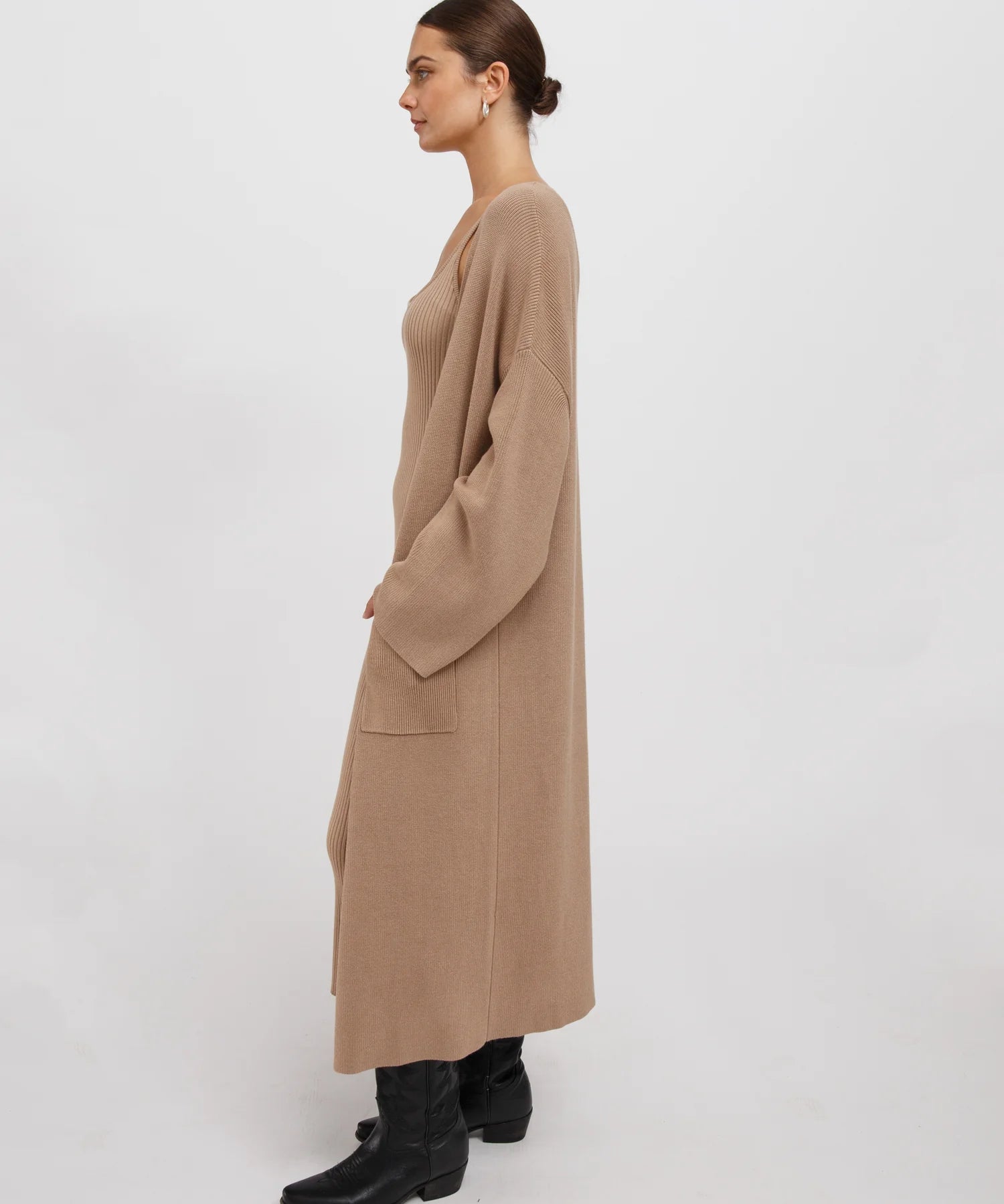 Matilda Ribbed Cardi - Fawn