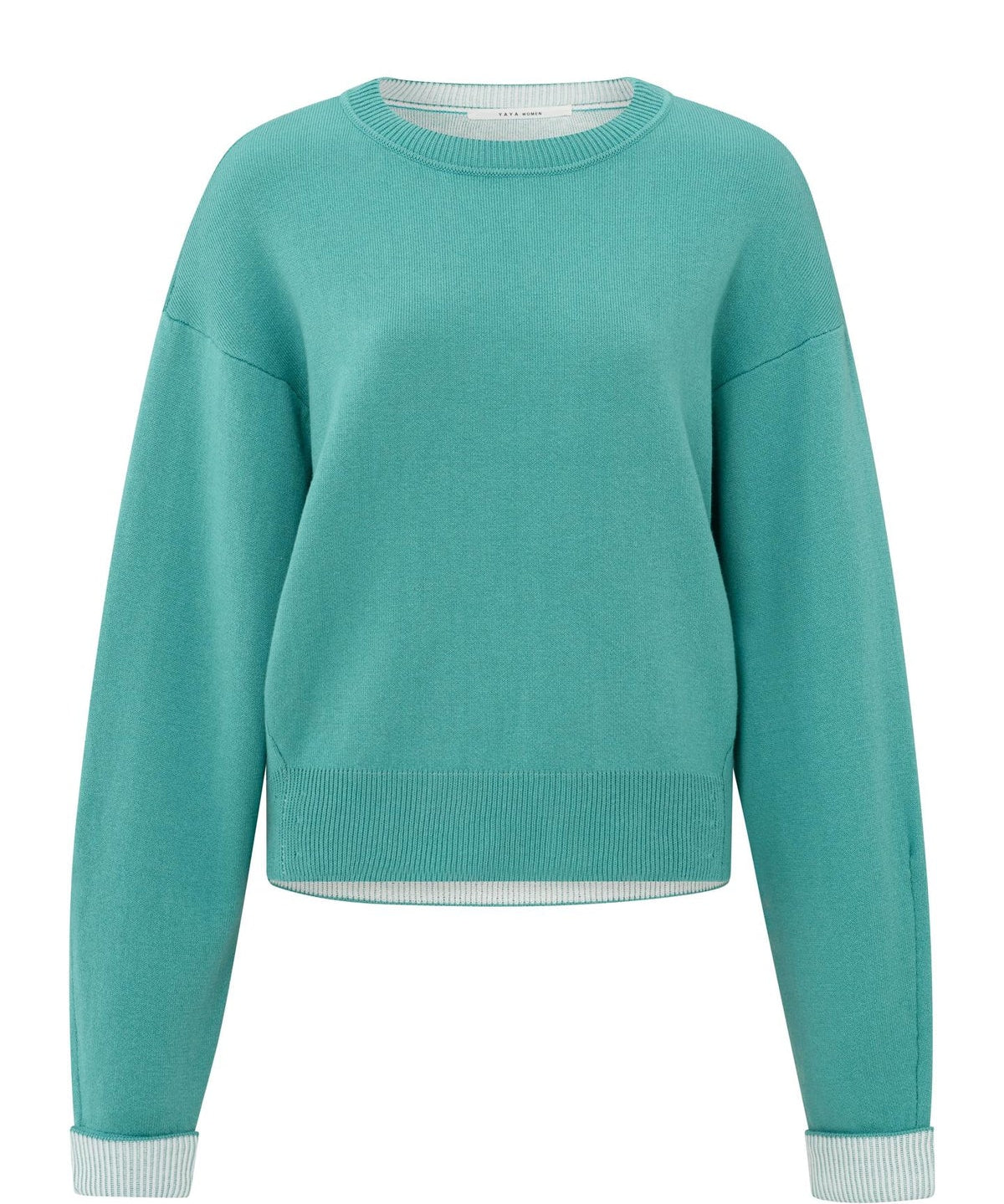 Sweater w/round neck & contrast trim
