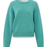 Sweater w/round neck & contrast trim