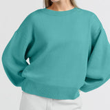 Sweater w/round neck & contrast trim