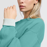 Sweater w/round neck & contrast trim