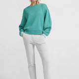 Sweater w/round neck & contrast trim