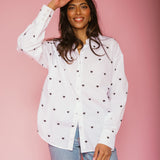 All over mini heart button up