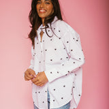 All over mini heart button up