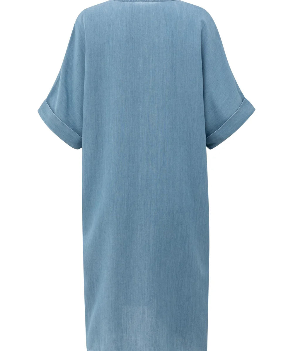 Chambray dress with V-neck