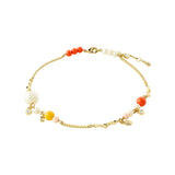 Care Crystal & Freshwater Pearl Ankle Chain - Gold