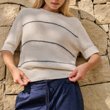 Knit fuzzy stripe