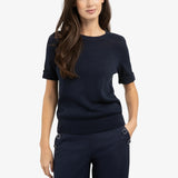 Knit sweater w/rolled sleeve