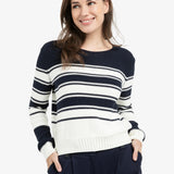 Knit sweater w/navy stripe