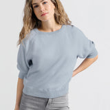 Sweater w/Raglan Sleeves - Blue Melange